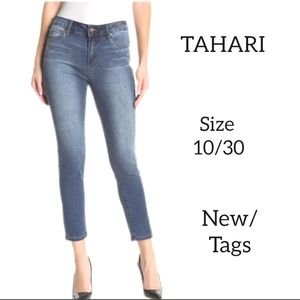 TAHARI KELLY MID RISE SKINNY WOMENS JEANS SIZE 10/30 WASHED BLUE DENIM NEW/TAGS